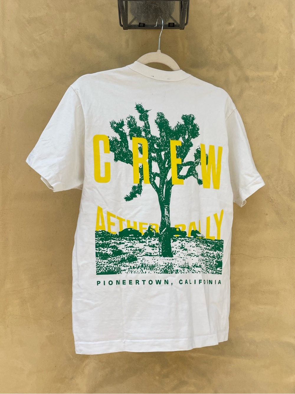 Aether Graphic Short Sleeve Tee in White with Green & Yellow Print
